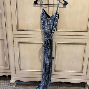 Navy plaid silk jumpsuit